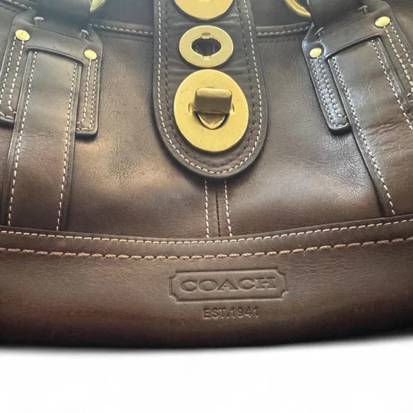 Vintage Coach Legacy Lily Brown Limited Edition Turnlock Satchel Bag Style 13758 - Picture 2 of 11